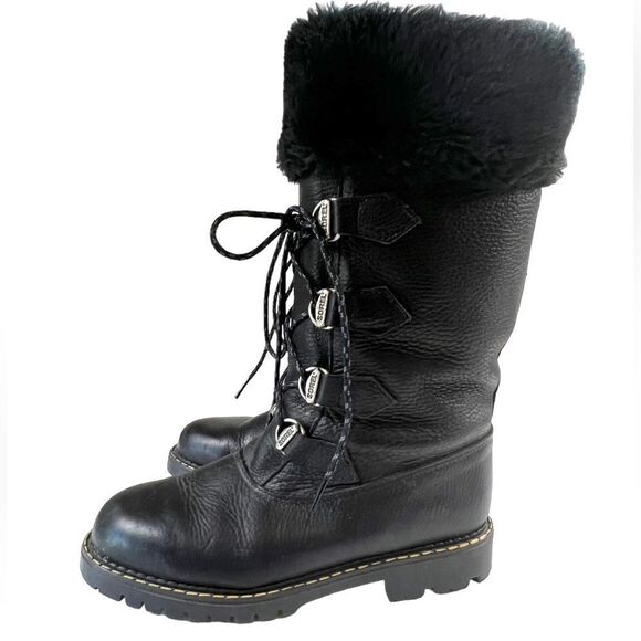 Vintage Sorel Made in Canada Leather Faux Fur Boots - Picture 1 of 13